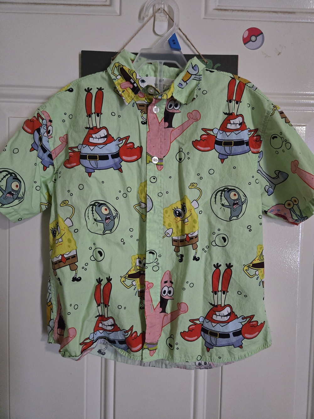H&M Light Green SpongeBob Character Button-Down Shirt
